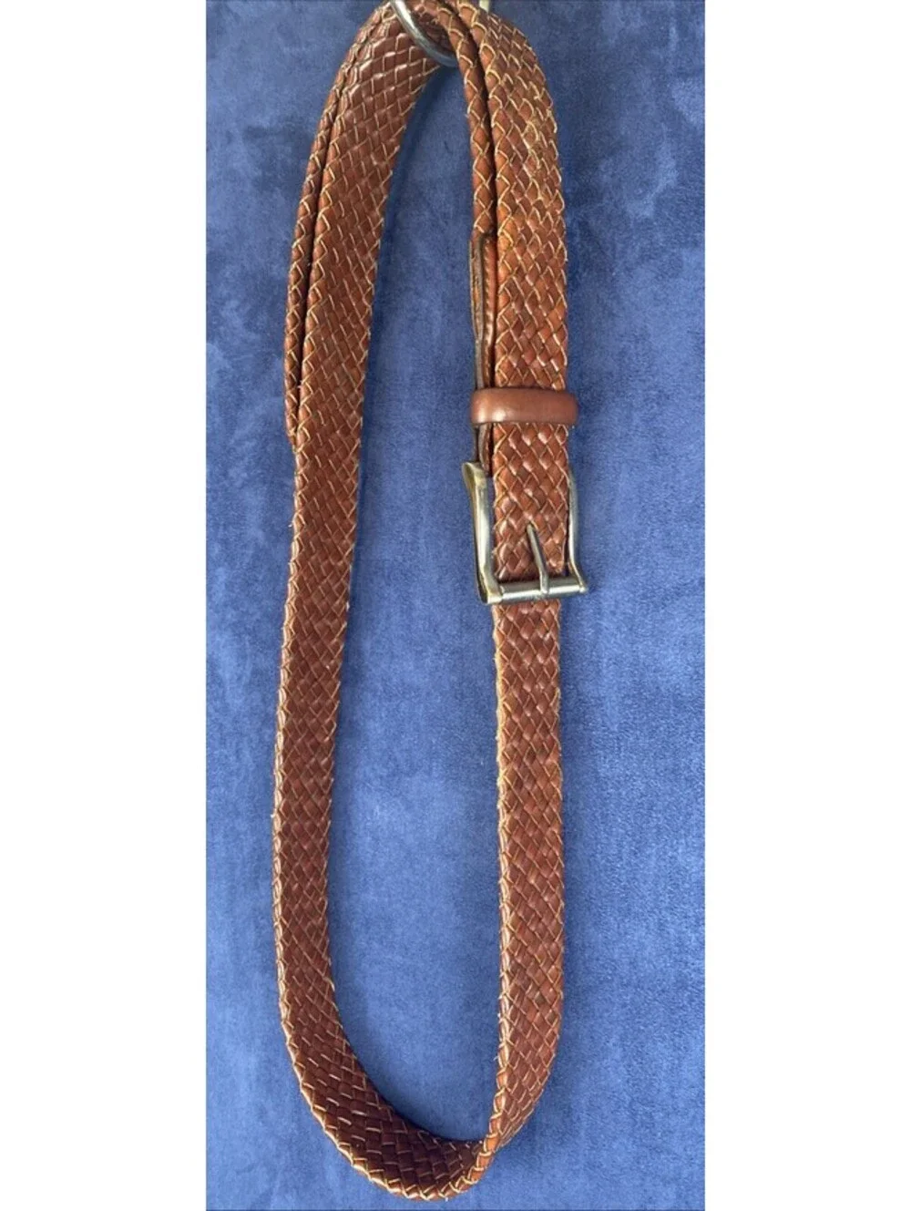 Vg Trafalgar Belt Braided Brown Genuine Leather 44/110 Silver Tone Hardware